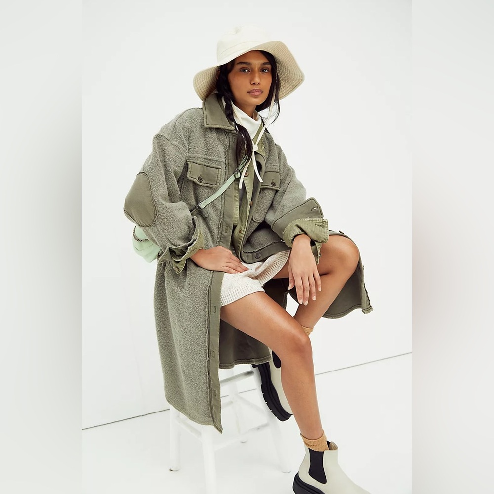 NWT FREE PEOPLE Ruby Longline Jacket - Dirty Olive